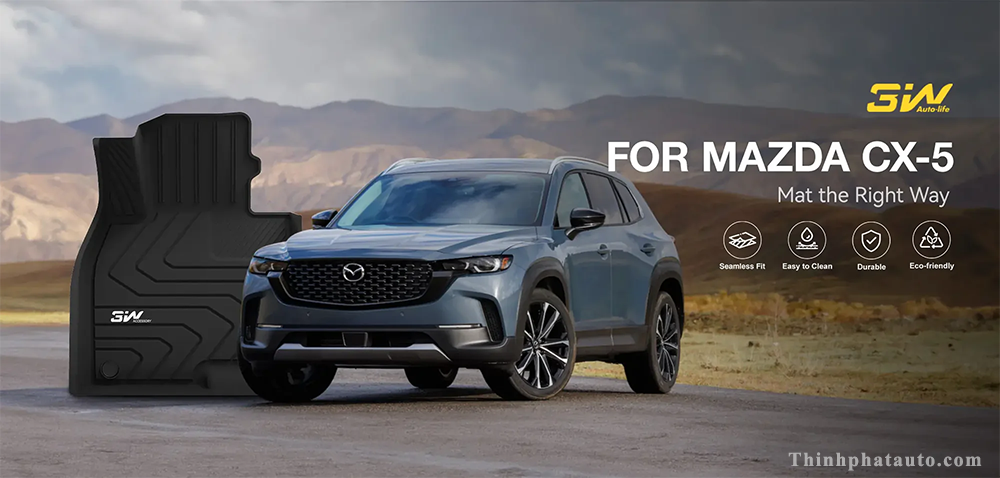 Tham San Xe Mazda CX5 Thuong hieu 3W Thảm Sàn Xe Mazda CX5 (2018 » 2025) Thương hiệu 3W TPE Cao Cấp
