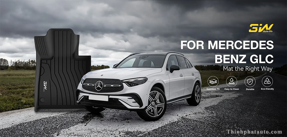 Tham San Xe Mercedes GLC Thuong hieu 3W Chinh Hang Thảm Sàn Xe Mercedes GLC200 (2016 » 2025) Thương hiệu 3W Chính Hãng