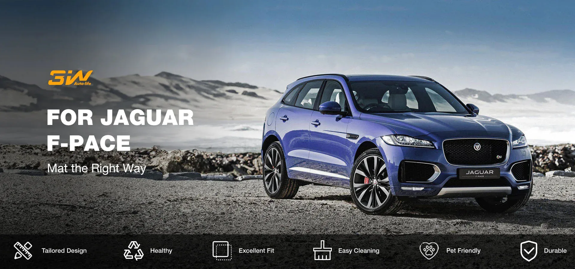 Tham san xe Jaguar F pace 3W Top Thảm Sàn Xe Jaguar F-pace (2016 đến 2025) Thương hiệu 3W Chính Hãng